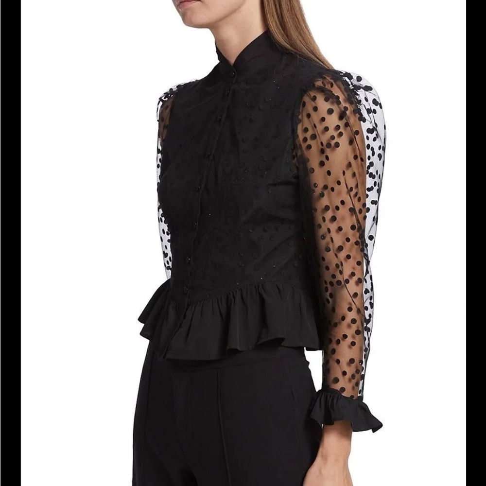 Batsheva Flocked Tulle Polkadot Grace Blouse - Picture 3 of 11